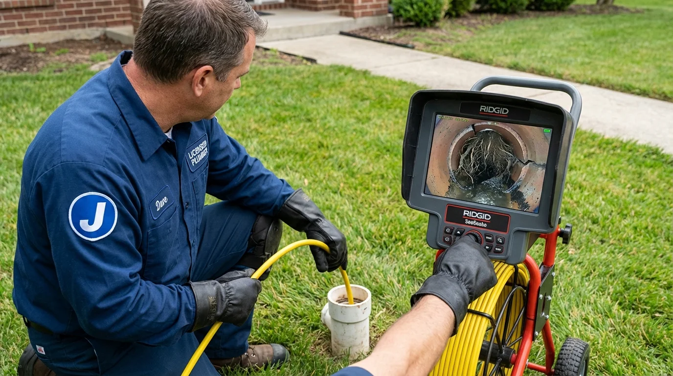 Sewer camera inspection being performed by Johns Plumbing LLC in Perry Hall